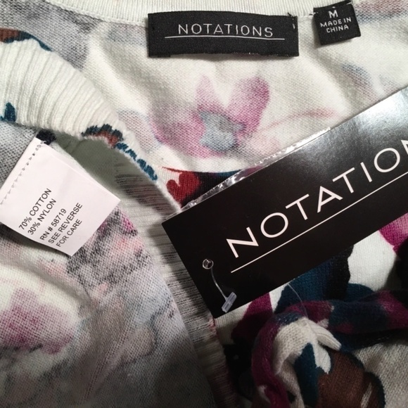 NOTATIONS Spring Summer CARDIGAN, 3/4 Sleeves, Multicolor FLORAL, NWT, Size M - Picture 3 of 8